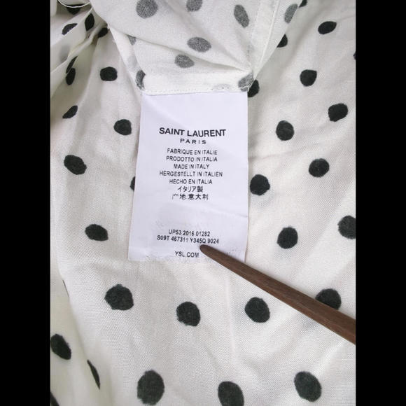 [SOLD] EXCELLENT SAINT LAURENT PARIS Men Sz 16 x 41 L White Polka Dot Shirt SLP - Picture 10 of 10